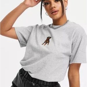 ASPS HNR LDN Plus oversized T-shirt with embroidered Rottweiler in gray
